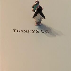 Vintage Tiffany & Co. Penguin Charm in Black and Silver with Blue Accent